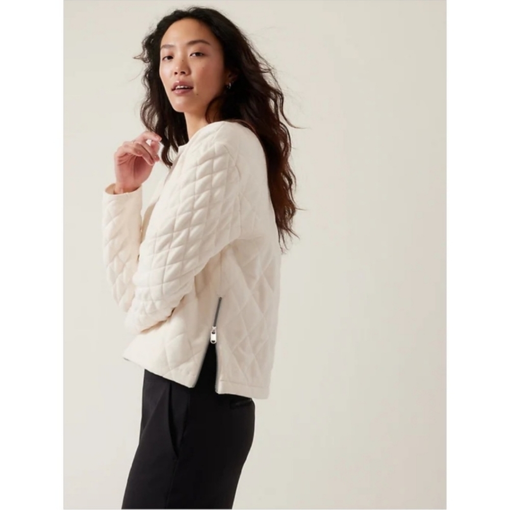 Athleta Retroplush Crewneck Quilted Sweatshirt